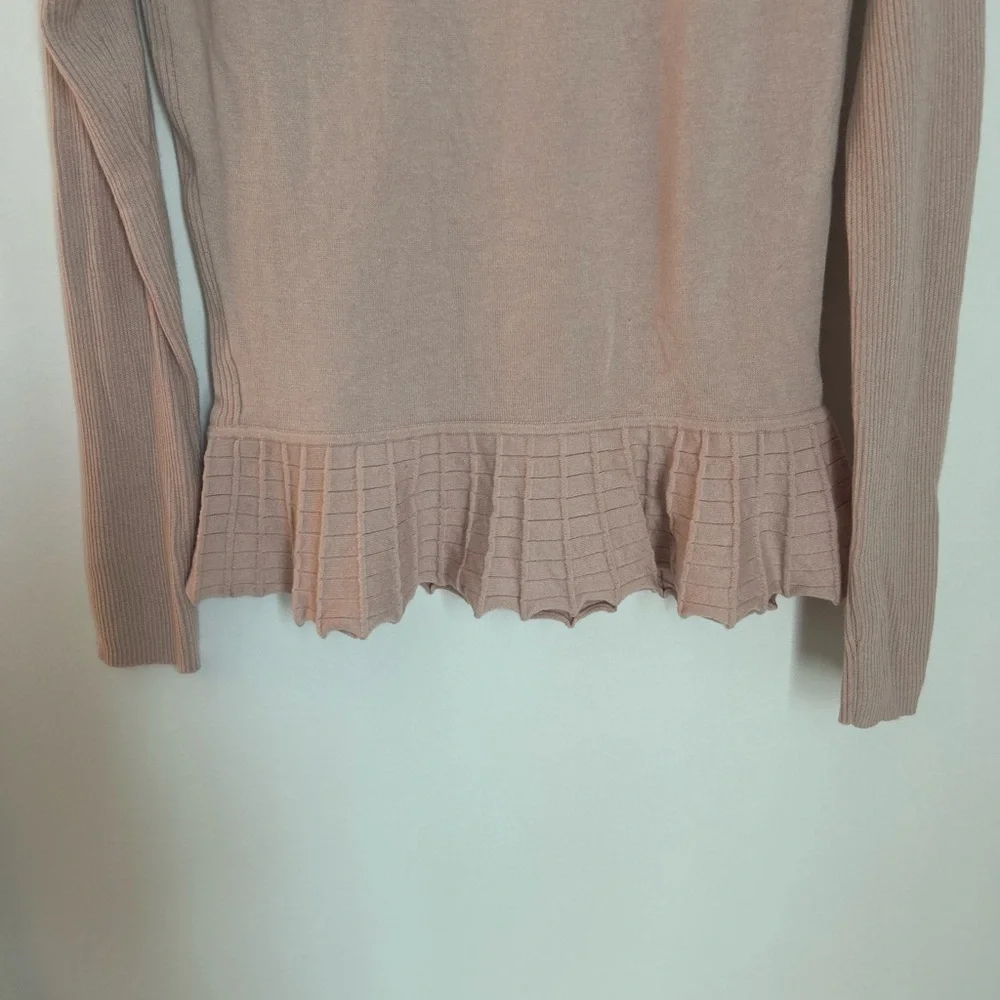 Tory Burch Ribbed Ballet Pink Peplum Sweater Silk/Cashmere Blend Large - Picture 8 of 15